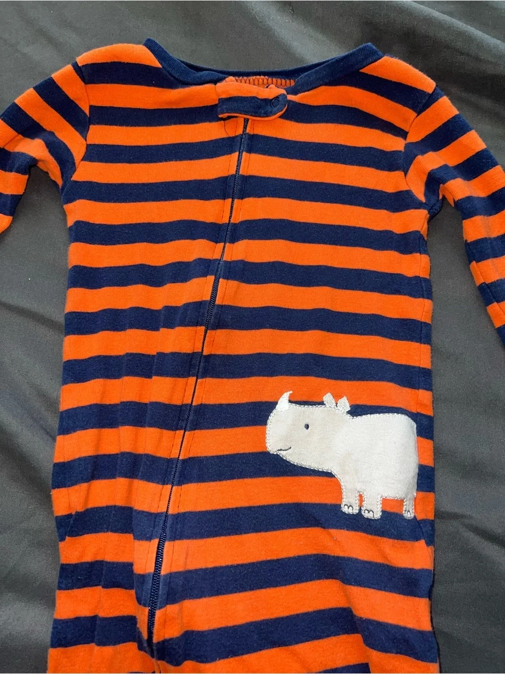 Carter's Orange and Navy Striped Footed One-Piece